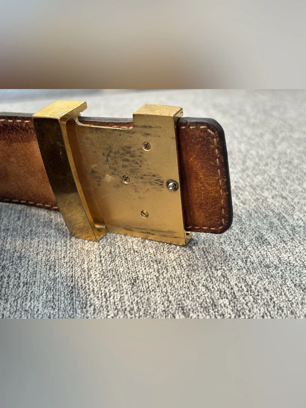 Louis Vuitton Dark Brown Monogram Canvas Belt with Gold LV Buckle